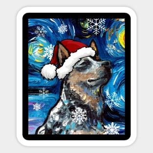 Santa Blue Heeler Sticker